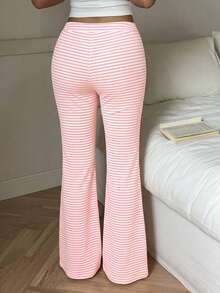 CovetEZ 女款休閒粉色夏季套裝，粉色條紋套裝，粉色條紋套裝，居家服，女款休閒服，夏季 - 粉色 - 查看 2