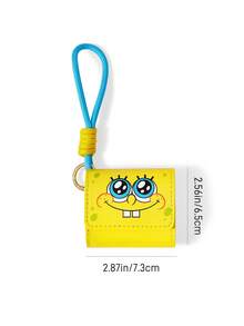 SpongeBob SquarePants | SHEIN 黃色方塊卡通可折疊旅行袋，寬藍色提把，可固定在行李箱上增加收納空間，適合學生旅行與商務出差收納衣物 - 彩色 - 查看 7