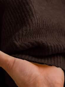 CosyJoli Plus Size Casual Brown Color Block Trim V-Neck Pullover Sweater/Winter - Brown - View 8