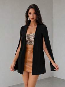 Firerie Open Front Cape Blazer In Fall/Winter - Black - View 4
