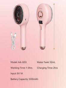 JMMO 電動噴霧按摩梳，灰色、粉紅色，ABS電子元件，500mAh，按鈕控制，4段式，電池續航力：1-3小時，TYPE-C - 彩色 - 查看 8