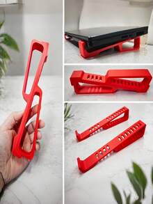 2pcs Portable 3D Printed Ergonomic Laptop Stand, Ventilated Lightweight Notebook Riser, Compact Desk Cooling Holder For Office & Home - View 2