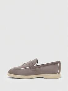 CUCCOO BIZCHIC Women Shoes Fashionable Gray Suede Comfortable Commuting Women Flat Loafers Women Flat Shoes Suitable For Outdoor Shopping To Work Daily Versatile Fall Shoes - dark grey brown - View 3