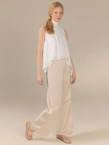 KÆRIA Hus Draped Halter Neck Blouse - Textured Tencel Lined - White - Lightweight, Resort, Vacation, Refined, Summer, Fluid, Elegant, Holiday - White - View 5