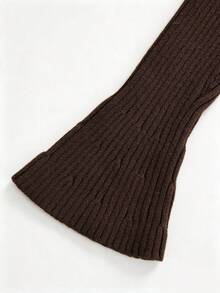 GlowEve Sweater Wanita Kasual Serbaguna Warna Polos Cokelat Tua untuk Kantor, Musim Gugur - Coffee Brown - View 3