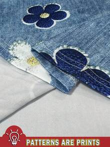 Trelyra Casual Fashion, Denim Effect Floral Print, Suitable For Daily And Party Wear Women's Tank Top - Blue - View 3