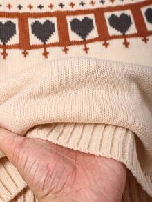 CosyJoli Plus Size Cartoon Pattern Sweater Knit Pants Set Formal Vacation Beige Autumn Casual Lounge Sets For Women Fall/Winter - Apricot - View 6