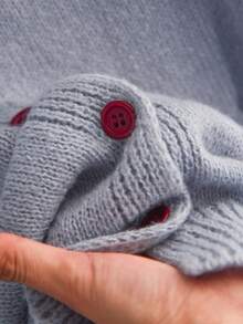 CosyJoli Cárdigan de manga larga con lazo bordado y abotonadura sencilla para mujer de talla grande en otoño/invierno - Gris - Ver 9