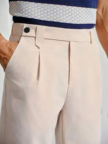 VeloEdit Solid Color Casual Straight Leg Pocket Pants, Versatile For CeremonyFall Winter Formal Business Commute‌ Old Money - Beige - View 6