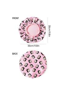 Betty Boop x SHEIN Upgraded Version Of Double-Layer Fabric, Hair Care Cap, Wide-Brimmed Elastic Satin Sleep Cap, Soft And Comfortable, Suitable For Daily Home Sleep Wear - Pink - View 10