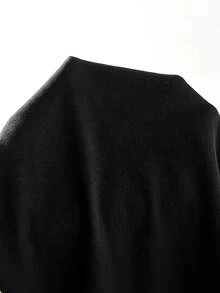 SHEIN BASICS Plus Size Casual Sexy Versatile Long Sleeve Bodysuit Autumn Going Out Formal Black And White - Black - View 7