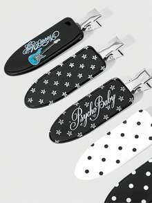 ROMWE Anime Cute Retro Polka Dots And Stars, Notes, Wing Pattern Hairpin Set Contains 6PCS, Which Can Firmly Fix Bangs And Broken Hair Without Damaging H - Multicolor - View 3