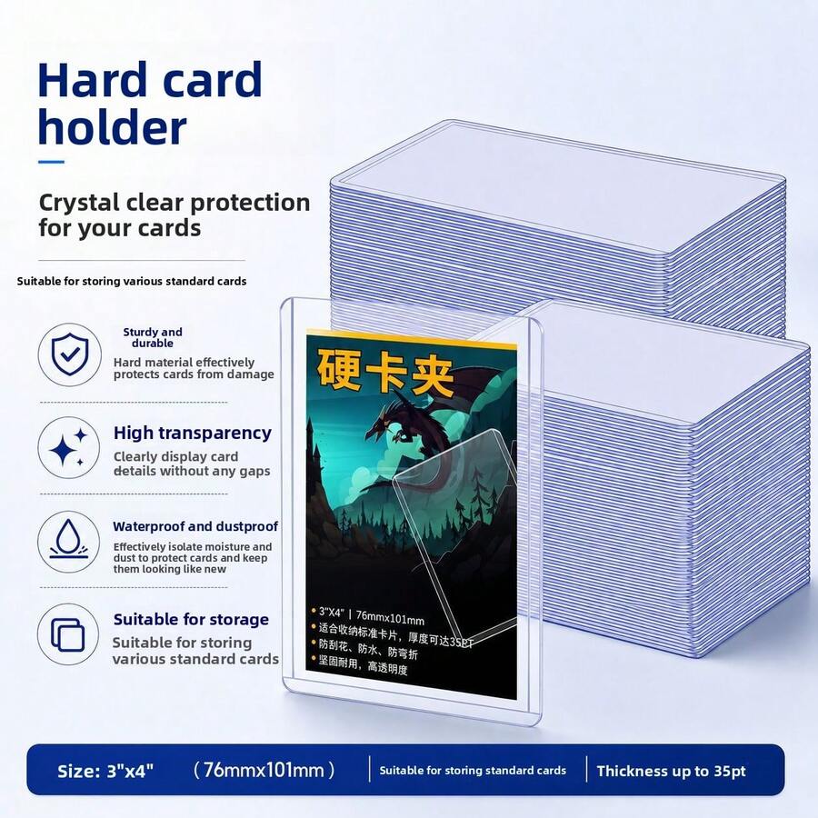 100/25/20/10 Hard Plastic Card Sleeves, Suitable For Baseball Cards, Trading Cards, Sports Cards, Etc., 3 X 4 Inches Transparent PVC Material, Holiday Gift - multicolor - View 1