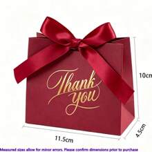Tas Kado Kecil, Ukuran 4,5*1,8*3,9 Inci, Kantong Kado Ucapan Terima Kasih yang Ringkas, Tas Kado Mini dengan Pita, Tas Kado Ucapan Terima Kasih Kertas Kraft Merah Mini dengan Pita - Beraneka warna - View 3