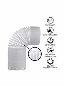 1Pc New Thickened Steel Wire Mobile Air Conditioner Exhaust Hose, Telescopic Composite Duct Fresh Air Extension Vent Pipe Accessories - multicolor - View 2