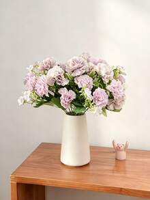 Cirelle 1pc Artificial Carnation Flower, Faux Silk Carnations Floral Arrangement With Greenery Stem For Home Office Table Decor & Wedding Centerpiece - Multicolor - View 6