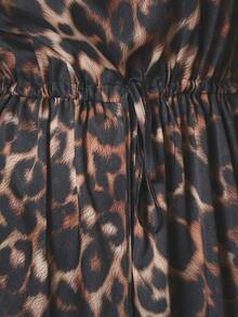 KSTM Leopard Print Satin Slip Midi Dress With Lace Trim Scallop Hem Drawstring Waist Spaghetti Straps Summer Party - Multicolor - View 6