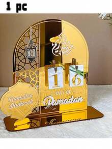 1pc Ramadan Countdown Calendar, Ramadan Auspicious Calendar (With Base, Numbers Can Be Replaced), Ramadan And Eid DIY Countdown Decoration, 3D Acrylic Mirror Moon Calendar Countdown Atmosphere Decoration - Multicolor - View 12