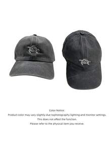 Turtle Pattern Baseball Cap Washed Baseball Cap Outdoor Casual Sun Hat Cute Travel Versatile Style - Light Grey - View 6