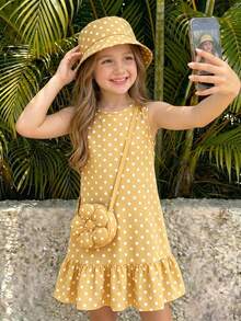 Emery Rose Kids Emery Rose Kids 女童圓領波點印花拼接洋裝 - 彩色 - 查看 3