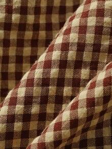 DAZY Women's Contrast Plaid Loose Pullover Long Sleeve Casual Vacation Spring Autumn Blouse - Brown - View 7