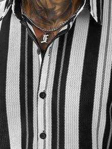SLATEMANN Men's Striped Colorblock Single-Breasted Short Sleeve Shirt - Multicolor - View 7