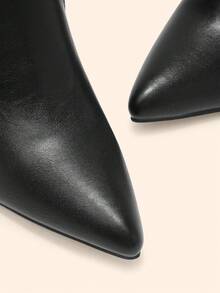 CUCCOO BASICS Pointed Thick Heel Stylish Elegant Commuting Simple Daily All-Match Versatile Knitted Women's Boots Medium Boots Women's Ankle Boots Fall Shoes - Black 2 - View 7