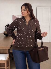 Lounesse Jaket Wanita Tipis Serbaguna dengan Siluet Lengan Panjang dan Motif Bunga Patchwork, Cocok untuk Kantor, Formal, Rodeo, Musim Gugur, dan Gaya Normal. - Coklat - View 7