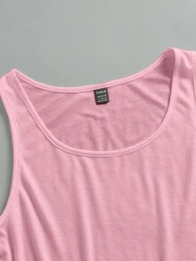 SHEIN EZwear 女士宽松短款吊带背心，大U领，适合夏季穿着 - 粉色 - 查看 5