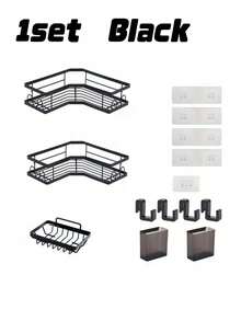 3Pcs Corner Bathroom Shelf Set, Wall‑Mounted Shower Caddy With Practical Soap Holder, Waterproof Shampoo Toiletry Storage Rack, Space‑Saving Wall Organizer For Bathroom Shower Corner, Home Household Bathroom Accessories For Neat Storage - Multicolor - View 13
