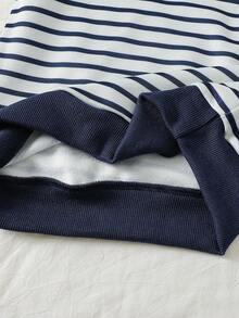 SHEIN 小男孩 6件/套 馬匹圖案白色素色運動衫運動褲套裝，幼兒男孩休閒 3件組運動服，秋季穿搭，生日衣物 - 藍白色 - 查看 5