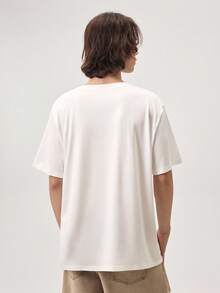 Vaulklash Men's Casual Letter Print Round Neck Short Sleeve T-Shirt, Summer - White - View 4