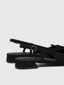 Sleekvia Black Suede Bow Design Back Strap Pumps - Black - View 8
