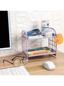 1 Multifunctional Foldable Double-Layer Hollow Design Storage Rack - Made Of Easy To Clean Plastic Material, Suitable For Various Purposes Such As Cosmetics, Jewelry, Bathroom, And Tabletop. Kitchen And Bathroom Supplies Storage Rack - Multicolor - View 6