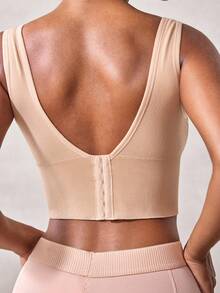 Veilyse 1 pieza Sujetador deportivo transpirable para mujer, absorbente de sudor, amortiguador de impactos, engrosado, soporte para fitness, running, yoga, ropa interior deportiva, top deportivo - Albaricoque - Ver 3