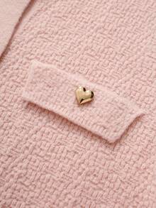 GlowEve CURVE Plus Size Elegant Commuter Pleated Ruffle Cardigan Winter - Pink - View 4