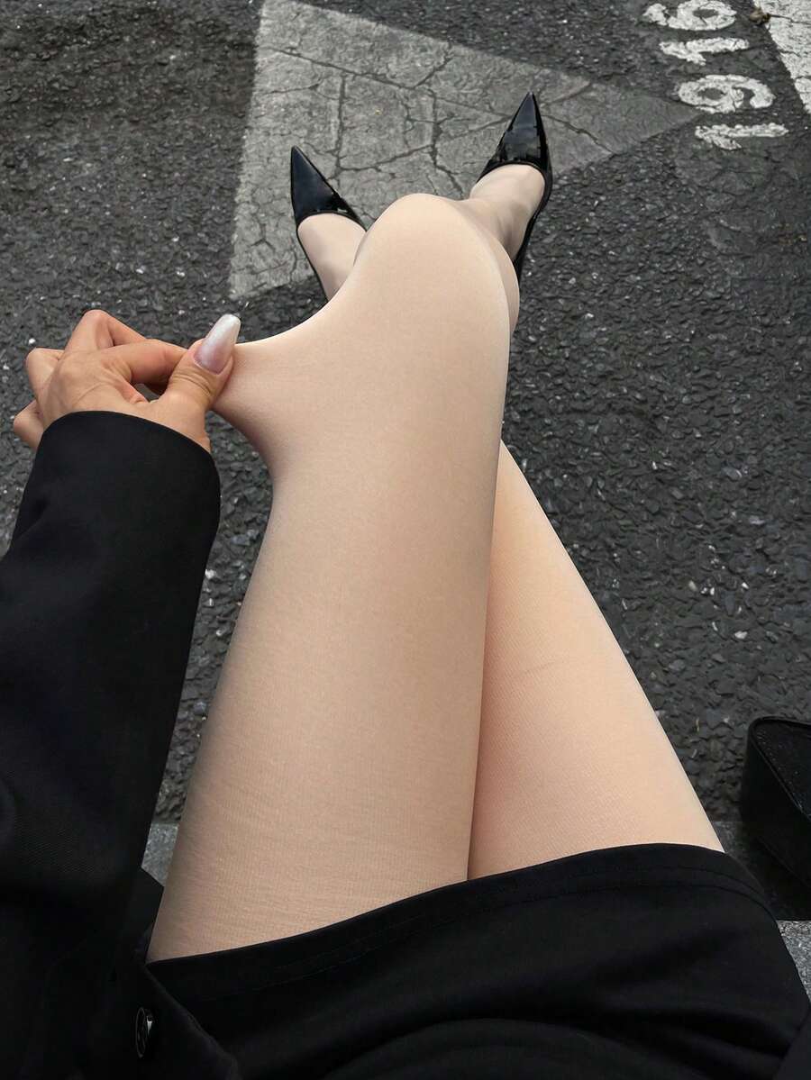 DAZY 女士纯色休闲百搭打底裤 - 卡其色 - 查看 1