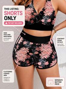 SHEIN Swim Curve Plus Size Women's Random Digital Print Casual Sport Beach Swimsuit Bottom For Summer Beach Vacation - Multicolor - View 6