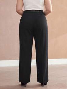 MOTF PREMIUM MODISCHE ELEGANTE DAMENHOSE MIT GÜRTELDEKOR IN GROSSGRÖSSEN, GERADE BEINFORM, HERBST - Schwarz - Übersicht 7