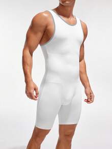 Manfinity Underwear&Sleepwear Basics 1件裝男士塑身連身衣 - 白色 - 查看 3