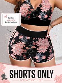 SHEIN Swim Curve Plus Size Women's Random Digital Print Casual Sport Beach Swimsuit Bottom For Summer Beach Vacation - Multicolor - View 4