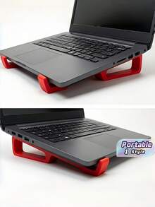 2pcs Portable 3D Printed Ergonomic Laptop Stand, Ventilated Lightweight Notebook Riser, Compact Desk Cooling Holder For Office & Home - View 1