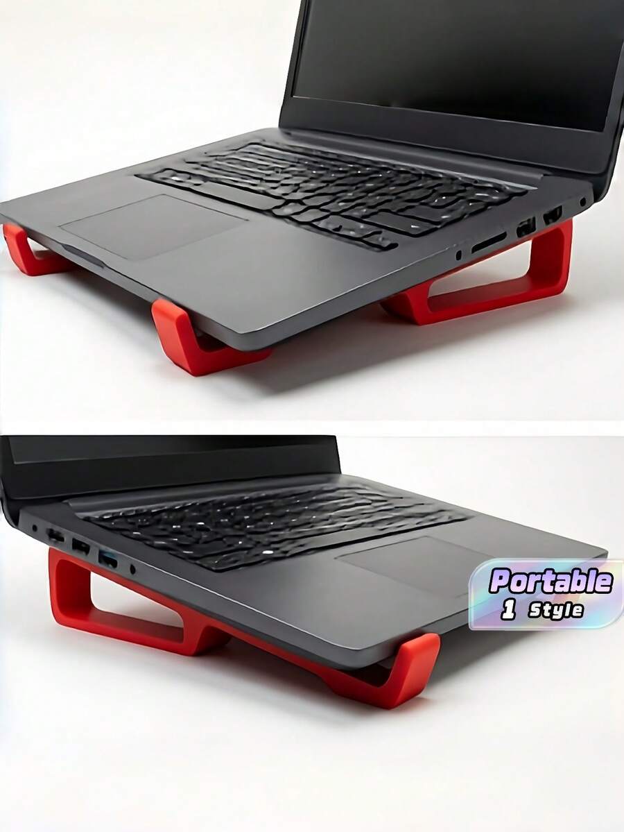 2pcs Portable 3D Printed Ergonomic Laptop Stand, Ventilated Lightweight Notebook Riser, Compact Desk Cooling Holder For Office & Home - View 1