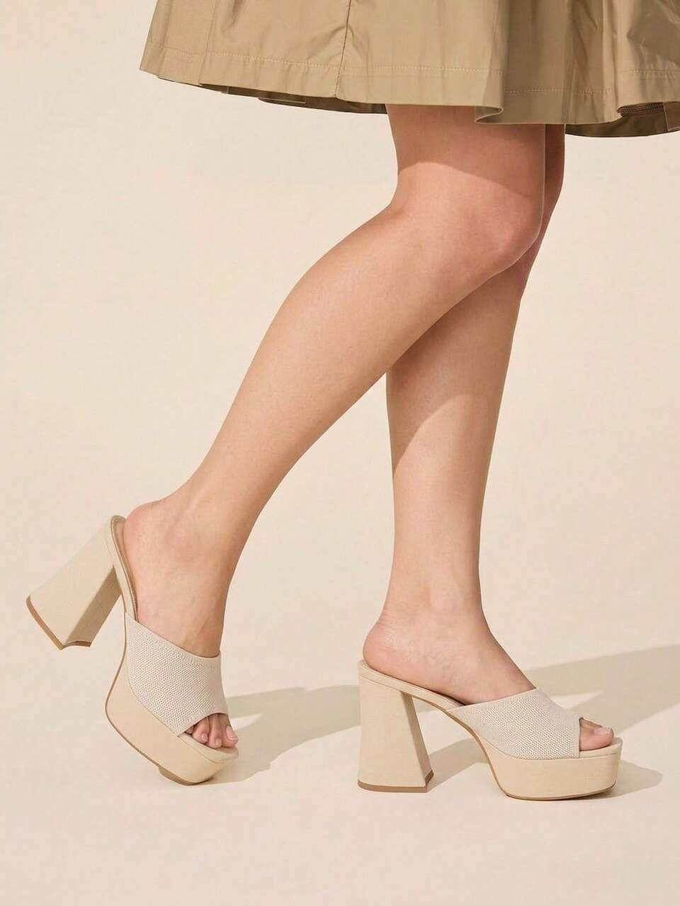 CUCCOO BASICS Ladies Wedge Heel Open Toe Toothed Sexy Water Platform Wedge Heel Thick Sole Thick Heel High Heel Sandals Knitted Mules