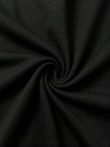 SHEIN Clasi 女款純色對比蕾絲下擺荷葉邊七分長褲 - 黑色 - 查看 3
