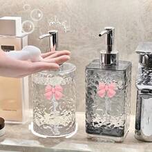1Pc 420ml Clear Wave Shape Soap Dispenser With Pump, Refillable Liquid Shower Gel Lotion Container, Portable Bathroom Travel Accessory Decor - various - View 7