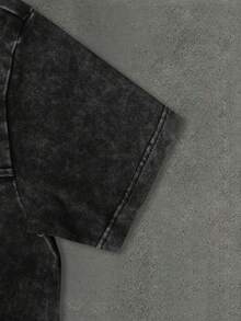 Manfinity Roughcore Men's Washed Distressed Polo Shirt, Street Casual, Summer - Black - View 4