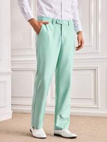 Men's 2pcs Formal Vest & Pants Set, Solid Color With Pockets, Suitable For Wedding, Party, Business Occasions, Mint Green, Size XS-XXXL - Mint Green - View 10