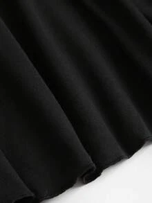 SHEIN Sweetro 女款蕾絲拼接喇叭袖長袖洋裝 - 黑色 - 查看 6