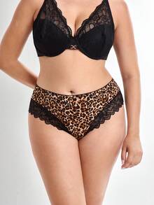 Slumbrini 1件加大码动物纹性感豹纹蕾丝边丁字裤 - 彩色 - 查看 4